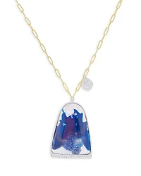 14K Yellow & White Gold Blue Sapphire Statement Pendant Necklace, 32"