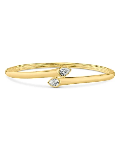Cz By Kenneth Jay Lane Pear Overlap Hinged Bangle Bracelet