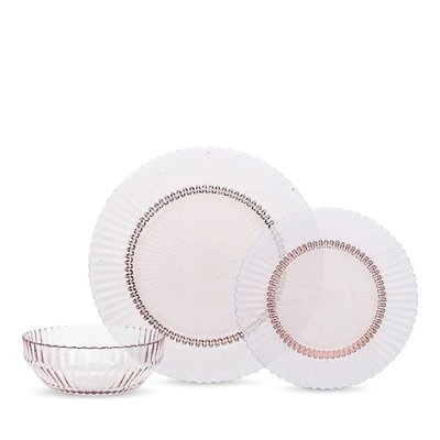 Archie Pink 12 Piece Dinnerware Set