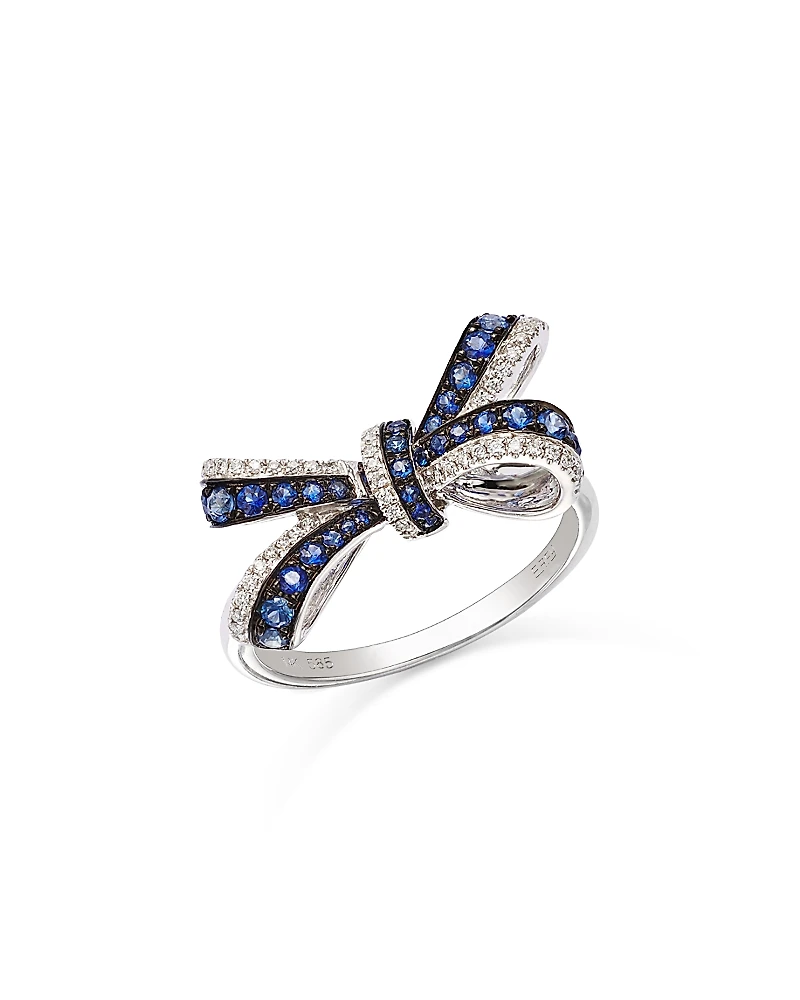 Bloomingdale's Fine Collection Blue Sapphire & Diamond Bow Ring
