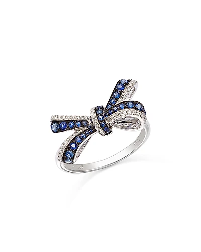 Bloomingdale's Fine Collection Blue Sapphire & Diamond Bow Ring