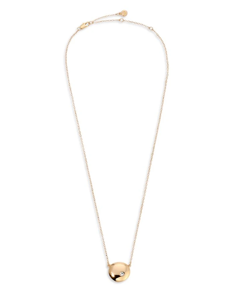Pavé Skipping Stone Pendant Necklace in 18K Gold Plated, 17-20"