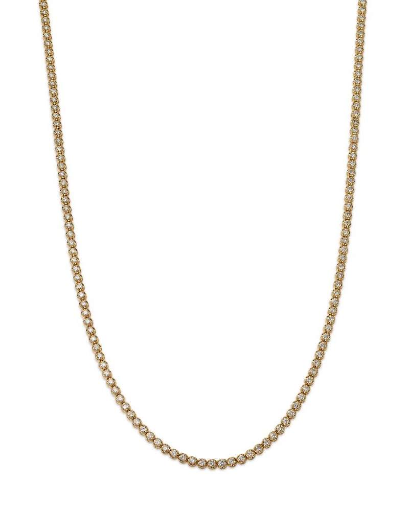 Diamond Crown Set Tennis Necklace in 14K White or Yellow Gold, 5.0 tcw