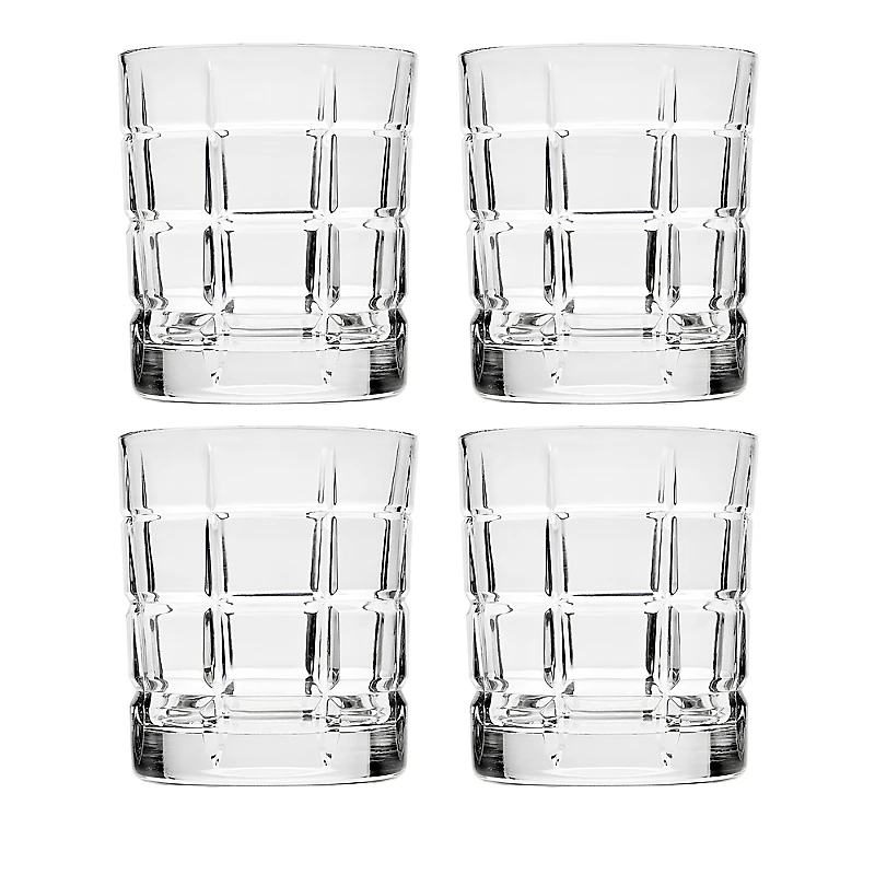 Godinger Radius Plaid Double Old Fashioned Glasses, Set of 4