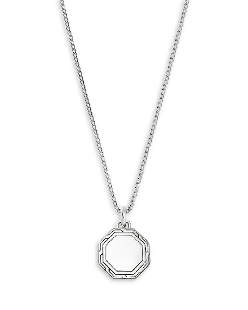 Men's Sterling Silver Onyx Pendant Necklace, 22"