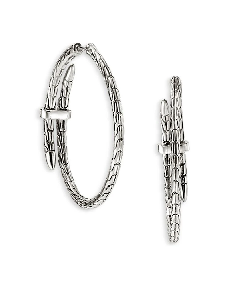Sterling Silver Diamond Spear Hoop Earrings