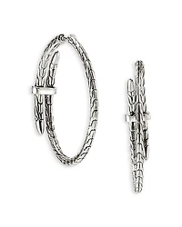 Sterling Silver Diamond Spear Hoop Earrings