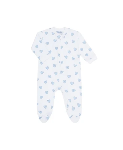 Girls' Blue Heart Print Zipper Footie - Baby