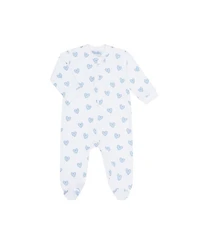 Girls' Blue Heart Print Zipper Footie - Baby