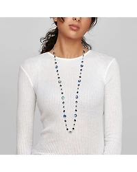 Sterling Silver Lollipop Lapis Doublet, London Blue Topaz & Hematite Necklace in Eclipse, 36"