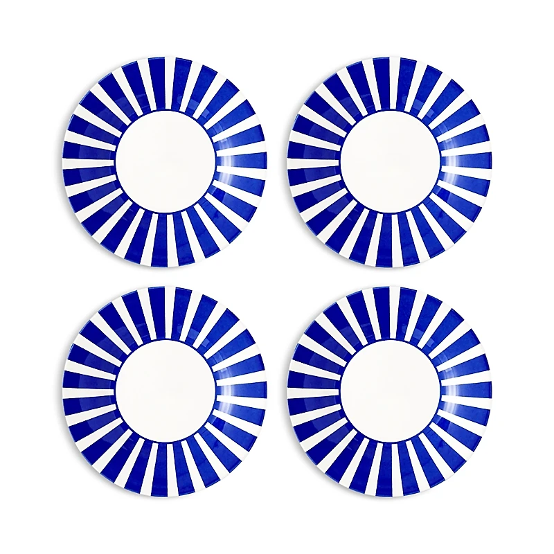 Spode Blue Italian Steccato Bold Stripe Tidbit Plates, Set of 4