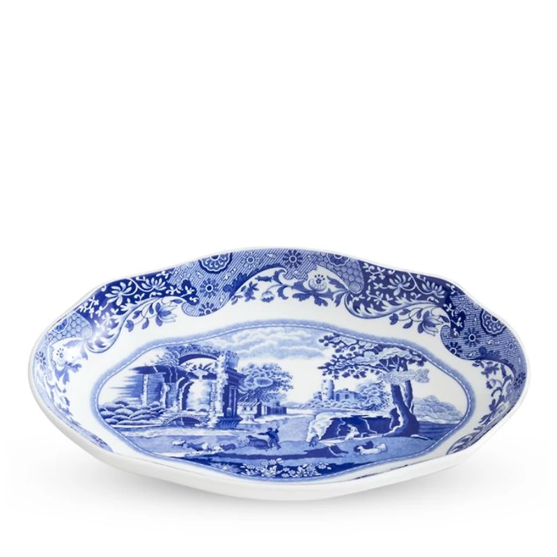 Blue Italian Oval Fluted Dish
