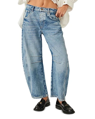 We The Free Good Luck Mid Rise Barrel Jeans Ultra Light Beam