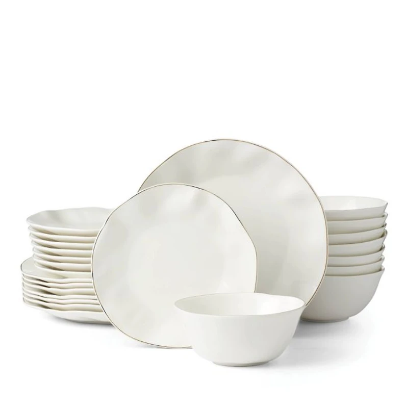 Blue Bay White 24-Piece Dinnerware Set