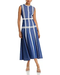 Misook Contrast Trim Midi Dress