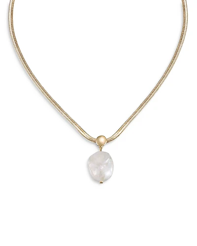 Ettika Baroque Pearl Pendant Snake Chain Necklace