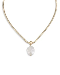 Ettika Baroque Pearl Pendant Snake Chain Necklace
