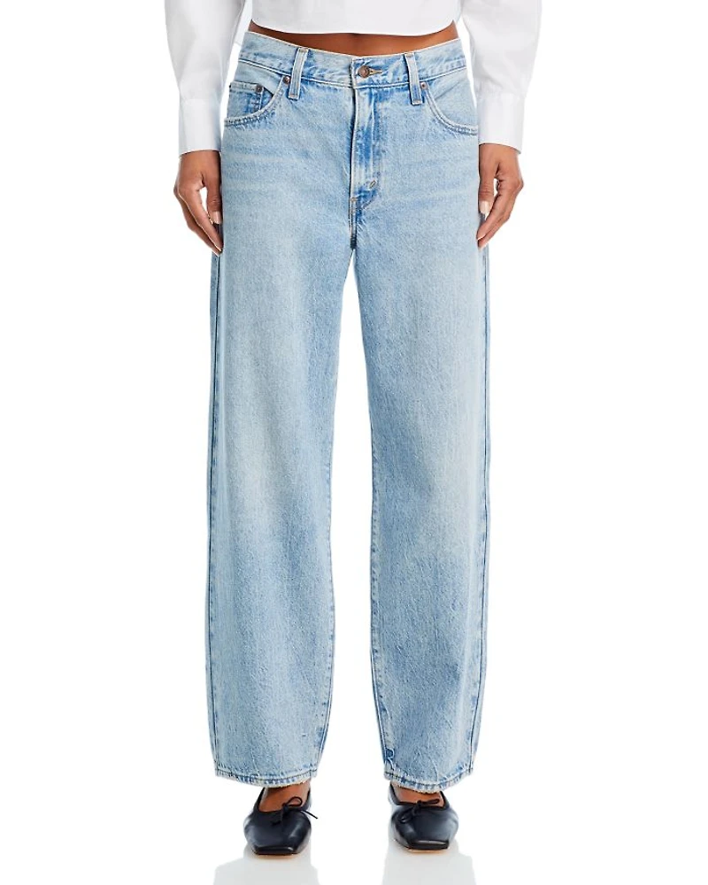 Baggy Dad High Rise Straight Jeans Fan Flare