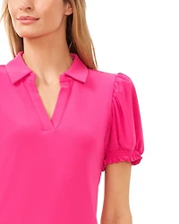 Collared Split Neck Top
