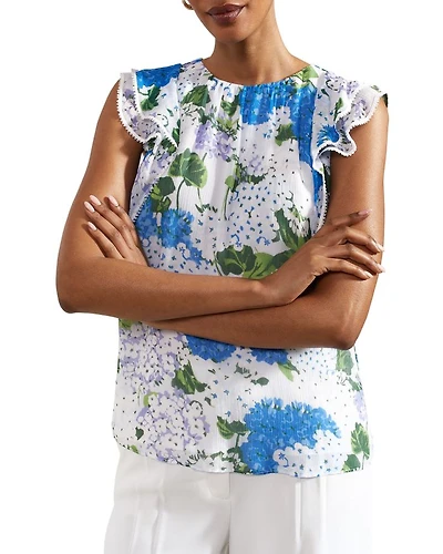 Simona Floral Flutter Sleeve Blouse