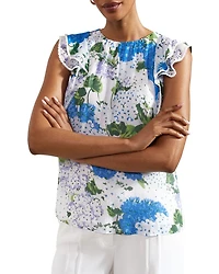 Simona Floral Flutter Sleeve Blouse