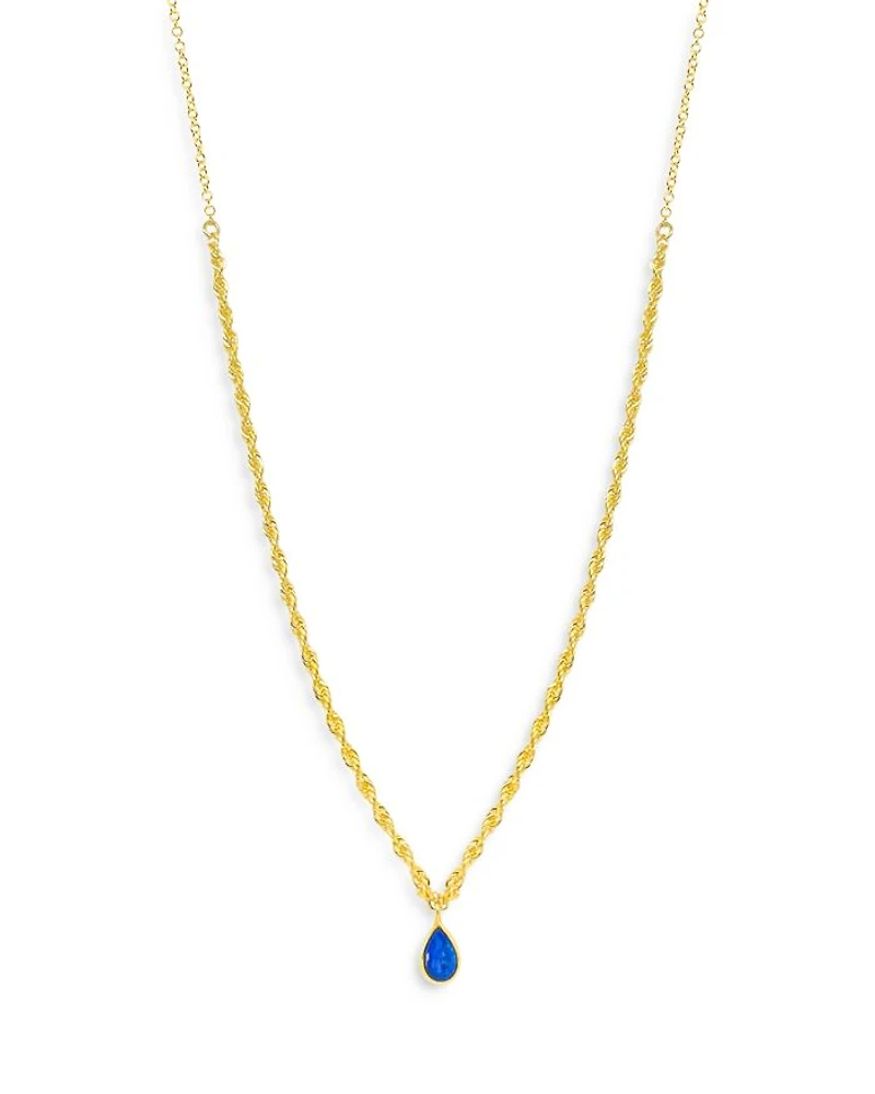 14K Yellow Gold Dainty Opal Necklace, 18"