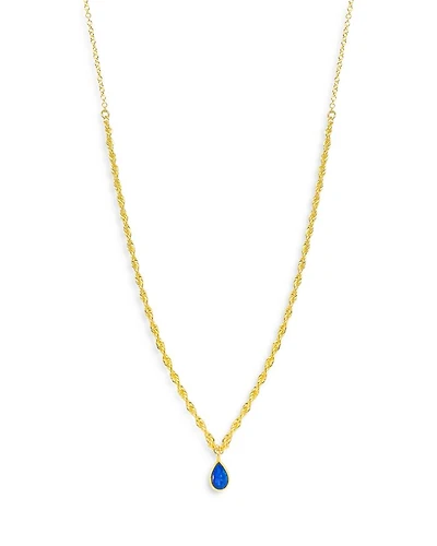 14K Yellow Gold Dainty Opal Necklace, 18"
