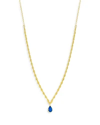 14K Yellow Gold Dainty Opal Necklace, 18"