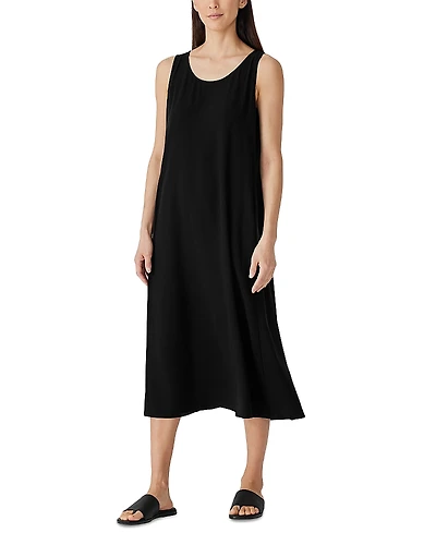 Eileen Fisher Silk Scoop Neck Tank Midi Dress