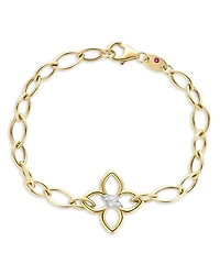 Roberto Coin 18K White & Yellow Gold Cialoma Diamond Flower Oval Link Bracelet