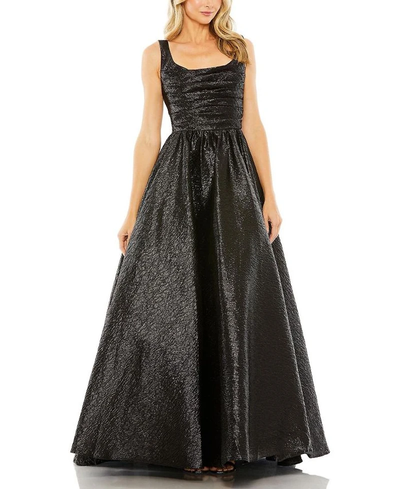 Metallic Pleated Bodice Ballgown