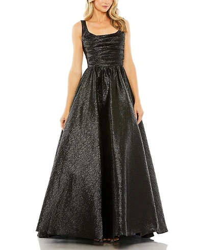 Metallic Pleated Bodice Ballgown
