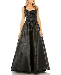 Metallic Pleated Bodice Ballgown