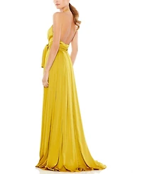Charmeuse Halter Strap Soft Tie Waist Gown