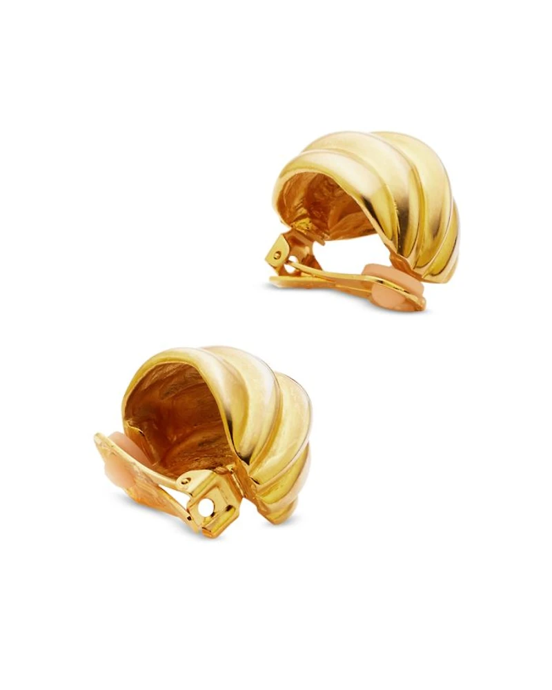 Domed Ribbed Clip On Earrings