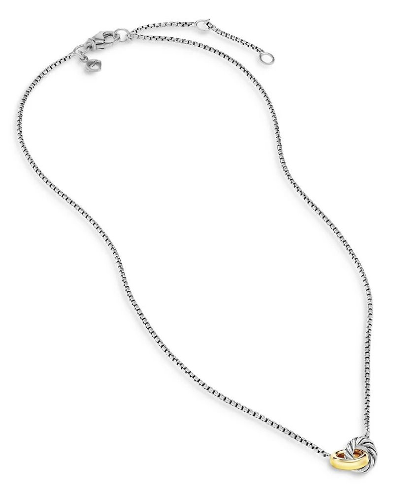 Petite Cable Linked Necklace in Sterling Silver with 14K Yellow Gold, 15-17"