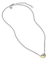 Petite Cable Linked Necklace in Sterling Silver with 14K Yellow Gold, 15-17"