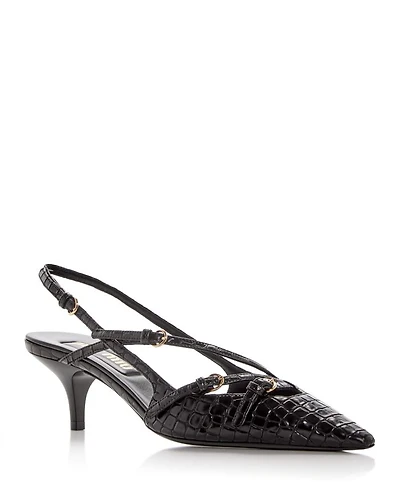 Women's Croc Embossed Pointed Toe Pumps