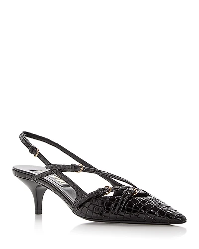 Miu Women's Croc Embossed Pointed Toe Pumps