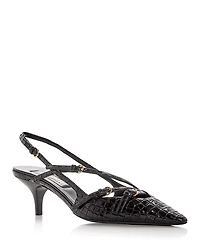 Miu Women's Croc Embossed Pointed Toe Pumps