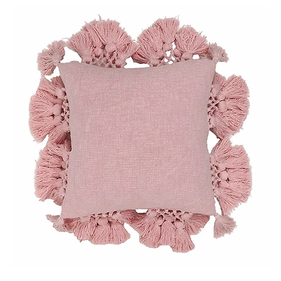 Tov Furniture Stone Washed Blush Cotton Tasseled Pillow