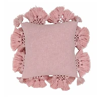 Tov Furniture Stone Washed Blush Cotton Tasseled Pillow