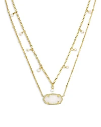 Elisa Cultured Freshwater Pearl & Drusy Stone Adjustable Layered Necklace, 19"
