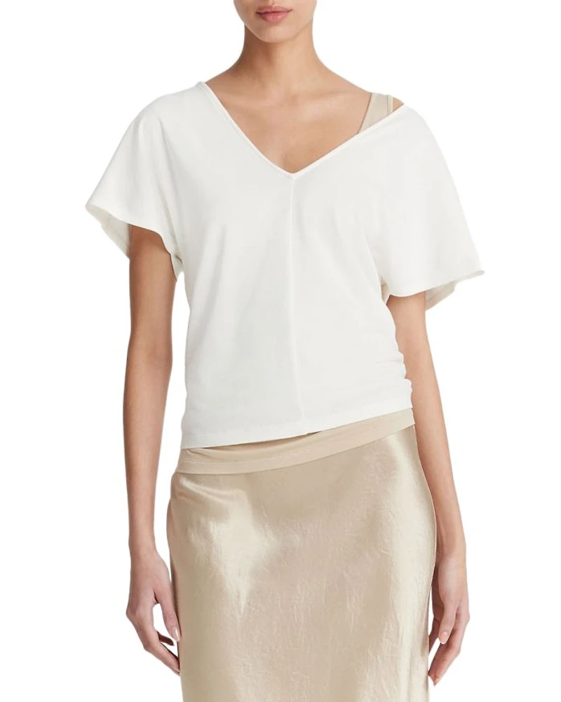 V Neck Flutter Sleeve Tee