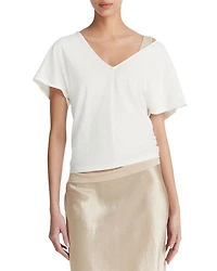 V Neck Flutter Sleeve Tee