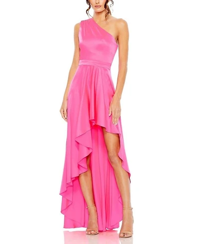 One Shoulder High Low A Line Gown