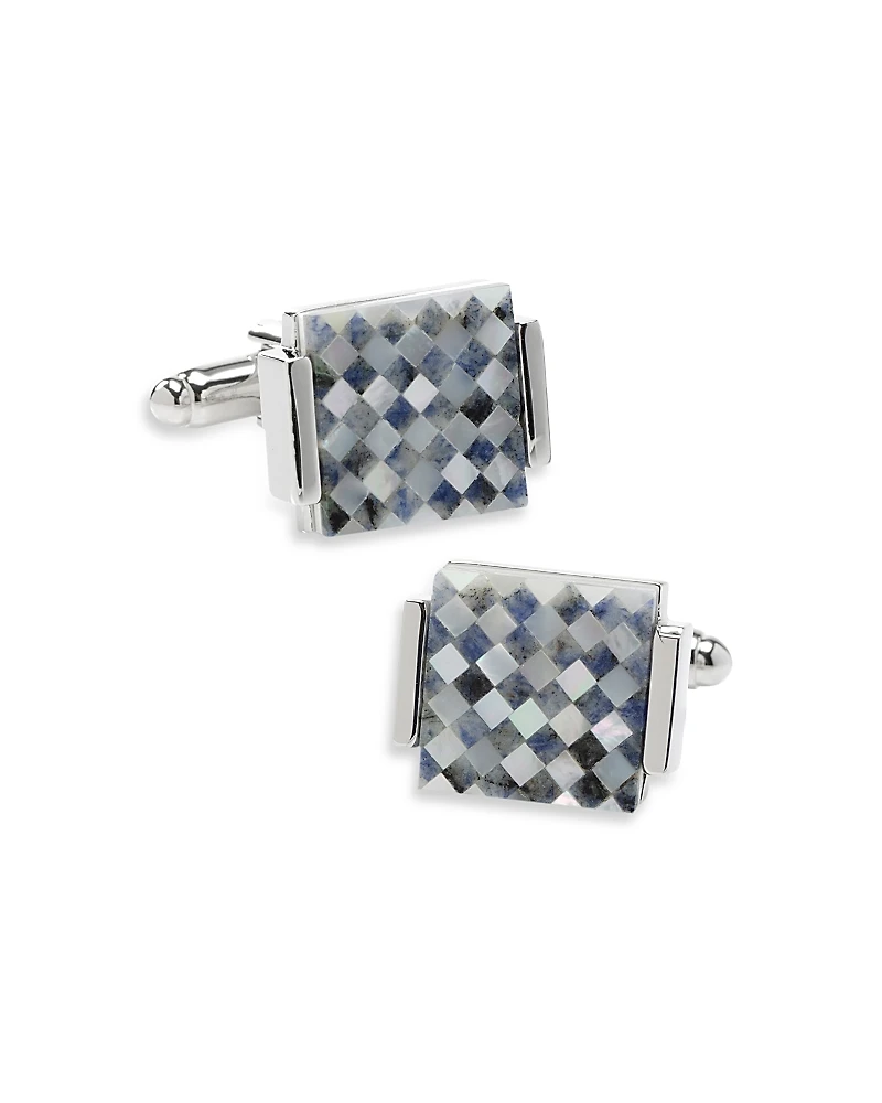 Cufflinks Inc Floating Mother Of Pearl Checkered Square Cufflinks