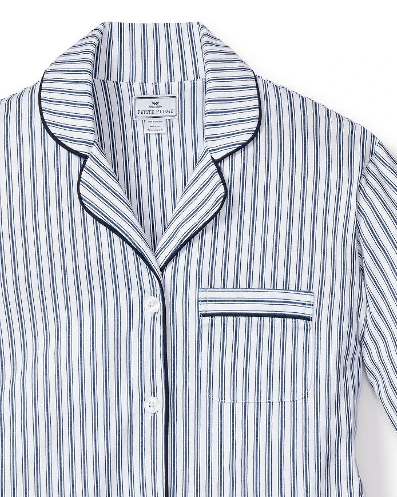Navy French Ticking Pima Pajama Set