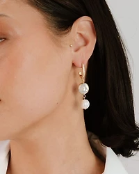 Cultured Freshwater Pearl & Cubic Zirconia Double Drop Earrings