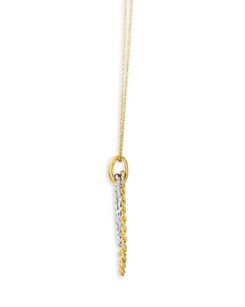 Diamond Pavé Double Oval Pendant Necklace in 14K Yellow Gold, 0.60 tcw